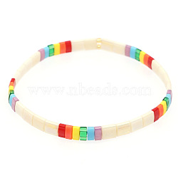 Rainbow Bohemian Style Glass Beads Stretch Bracelets, Original Design Fashion Tila Beaded Bracelet for Women(RM1844-3)