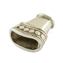 Tibetan Style Alloy Bead Cones, For Tassels Pendant, For Tassels Pendant,  Trapezoid, Apetalous, Lead Free & Cadmium Free, Antique Silver, 16x16x8mm, Hole: 3x6mm, Hole: 5.5x13mm, about 350pcs/1000g(TIBEB-0627-AS-RS)