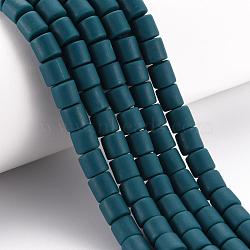 Polymer Clay Bead Strands, Column, Teal, 5~7x6mm, Hole: 1.5~2mm, about 61~69pcs/strand, 15.74 inch(CLAY-T001-C10)