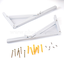 Iron Folding Shelf Brackets, with Plastic Plus & Iron Screws, White, 1.6~40x0.65~3.7x0.65~2.4cm, 20pcs/set(SW-TAC0001-15B)