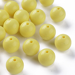 Opaque Acrylic Beads, Round, Yellow, 20x19mm, Hole: 3mm, about 111pcs/500g(MACR-S370-C20mm-A10)