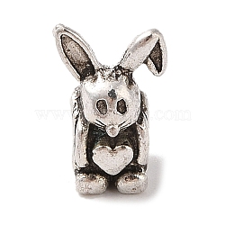 Tibetan Style Alloy European Beads, Lead Free & Cadmium Free, Large Hole Beads, Rabbit, Antique Silver, 13.5x8.5x9.5mm, Hole: 4.7mm(TIBE-Q090-72AS)