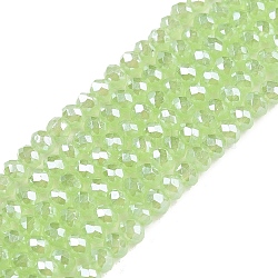 Electroplate Glass Beads Strands, Imitation Jade Beads, Pearl Luster Plated, Faceted, Rondelle, Light Green, 2.9~3.3x2mm, Hole: 0.8mm, about 135~140pcs/strand, 32~34cm(EGLA-A044-J2mm-A08)