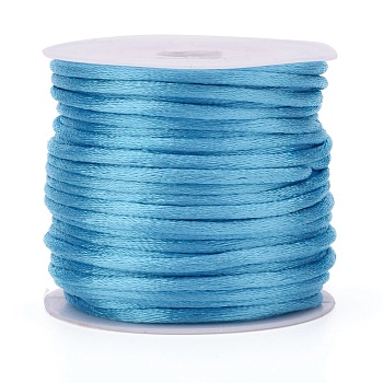 Nylon Cord, Satin Rattail Cord, for Beading Jewelry Making, Chinese Knotting, Deep Sky Blue, 2mm, about 10.93 yards(10m)/roll