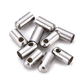 201 Stainless Steel Cord Ends, End Caps, Column, Stainless Steel Color, 10x5mm, Hole: 2.5mm, Inner Diameter: 4.5mm