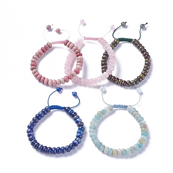 Adjustable Natural & Synthetic Mixed Stone Braided Bead Bracelets, with Nylon Cord, 2 inch~2-1/2 inch(5.2~6.6cm)