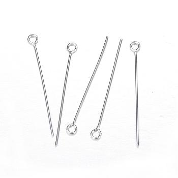 201 Stainless Steel Eye Pin, Stainless Steel Color, 35x0.7mm, Hole: 2mm