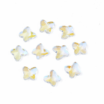 Glass Rhinestone Cabochons, Nail Art Decoration Accessories, Faceted, Butterfly, Clear AB, 5x5x2mm