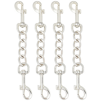 4Pcs Alloy Double Swivel Clasps, with Iron Chain, Pet Supplies, Platinum, 152mm