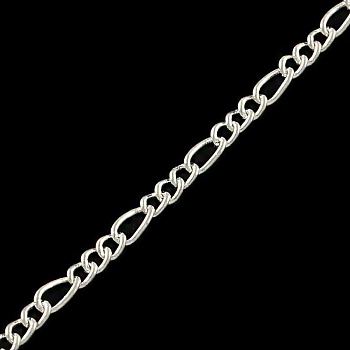 Iron Figaro Chains, with Spool, Soldered, Silver Color Plated, 5.3x2.6x0.6mm, about 328.08 Feet(100m)/roll