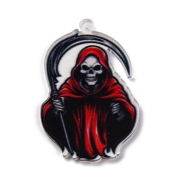 Halloween Theme Opaque Acrylic Pendants, Ghost, 42x27x2mm, Hole: 1.5mm