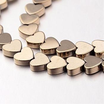Electroplate Non-magnetic Synthetic Hematite Bead Strands, Heart, Antique Bronze Plated, 6x6x2mm, Hole: 1mm, about 71pcs/strand, 15.7 inch