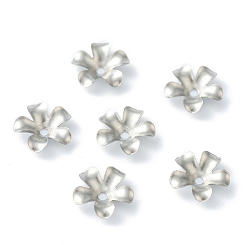 304 Stainless Steel Bead Caps, 5-Petal, Flower, Stainless Steel Color, 9x9x2.2mm, Hole: 1.2mm