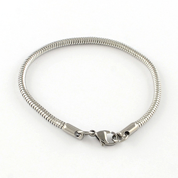 304 Stainless Steel European Style Bracelets for Jewelry Making, Stainless Steel Color, 185x2.4mm