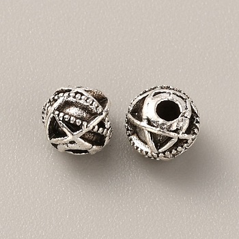 Tibetan Style Alloy Bead, Rondelle, Antique Silver, 6x5.5mm, Hole: 1.8mm, 100pcs/bag