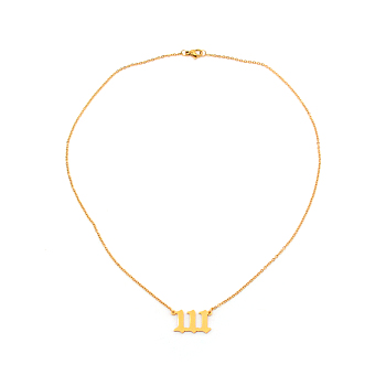 Number Necklace, 304 Stainless Steel 111 Pendants Necklace, Lucky Numerology Jewelry for Women, Golden, 18.42inch(46.8cm), Pendant: 12.5x21x1.5mm