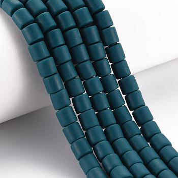 Polymer Clay Bead Strands, Column, Teal, 5~7x6mm, Hole: 1.5~2mm, about 61~69pcs/strand, 15.74 inch