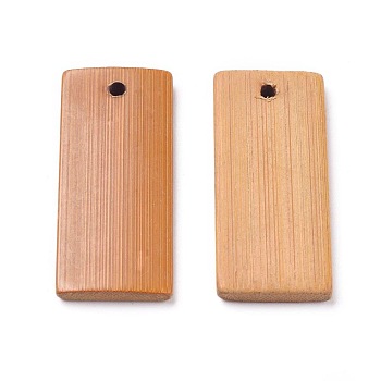 Bamboo Pendants, Rectangle, Dark Salmon, 44.5x19.5x3.5mm, Hole: 2.5mm