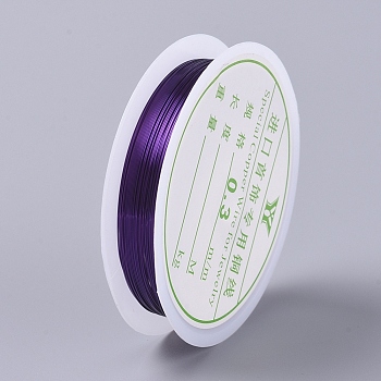 Round Copper Wire, for Jewelry Making, Purple, 0.3mm, about 25m/roll
