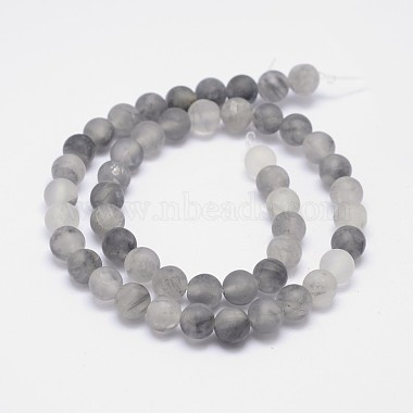 Frosted Natural Cloudy Quartz Round Beads Strands(G-F255-02-8mm)-2
