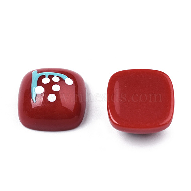 Dark Red Square Resin Cabochons