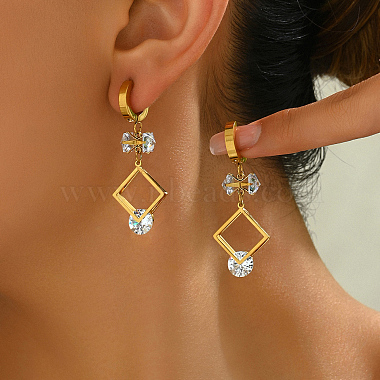 Clear Square Cubic Zirconia Earrings