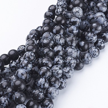 8mm DarkSlateGray Round Snowflake Obsidian Beads