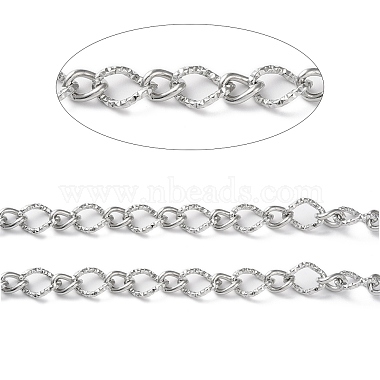 304 Stainless Steel Textured Twist Oval Link Chains(CHS-G027-05P)-2