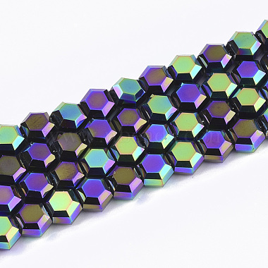 6mm BlueViolet Hexagon Glass Beads