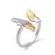 Two Tone Brass Butterfly Open Cuff Ring(RJEW-B050-03)-1