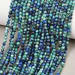 Natural Chrysocolla and Lapis Lazuli Beads Strands, Round, Faceted, Grade AA, 3~3.5mm, Hole: 0.5mm, about 134pcs/strand, 15.55''(39.5cm)(G-B175-D06-3mm)