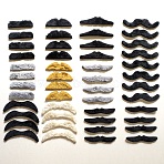 48Pcs Self-adhesive Polyester Beards and Mustaches for Masquerade Party Halloween Chrismas Cosplay Costume Supplies, Mixed Color, 22x92x1mm(DIY-WH0430-037)