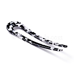 Cellulose Acetate(Resin) Hair Forks, U-shaped, Black, 110x28x3mm(OHAR-C005-01J)