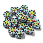 Hand Painted Acrylic with Enamel Beads, Hand Drawn Beads, Heart, Light Grey, 15~18.5x19
~21x10~15mm, Hole: 2.2mm(MACR-D031-06F)