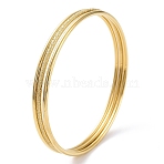 3Pcs Ion Plating(IP) 304 Stainless Steel Plain Bangles Set, Stackable Bangles, Real 18K Gold Plated, Inner Diameter: 2-3/8 inch(6cm)(BJEW-G684-02A-G)