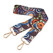Wide Polyester Purse Straps, Replacement Adjustable Shoulder Straps, Retro Removable Bag Belt, with Swivel Clasp, for Handbag Crossbody Bags Canvas Bag, Chrysanthemum Pattern, 72x~129x3.8cm(JX143B)