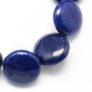 Natural White Jade Beads Strands, Dyed, Imitation Lapis Lazuli, Flat Round, Prussian Blue, 16x5mm, Hole: 1mm, about 25pcs/strand, 16.5 inch(G-S110-14)