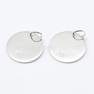 925 Sterling Silver Pendants, Flat Round Charms, with 925 Stamp, Silver, 10x0.6mm, Hole: 3mm(X-STER-K167-006C-S)
