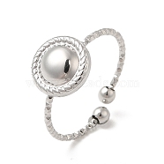 304 Stainless Steel Flat Round Open Cuff Ring for Women, Stainless Steel Color, US Size 7 3/4(17.9mm)(RJEW-E066-07P)