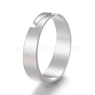 Adjustable 201 Stainless Steel Plain Band Rings, Silver Color Plated, Inner Diameter: 17mm(STAS-P249-26A-S)