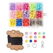 1 Box 13 Colors 325Pcs Plastic Barrel Beads, 30Pcs Iron Split Key Rings & Jump Rings, 5Pcs Alloy Swivel Clasps, Twine for DIY Fidget Key Chain, Platinum, Beads: 325pcs(DIY-LS0003-02)
