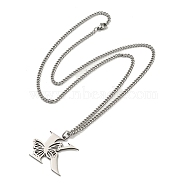 201 Stainless Steel Necklaces, Letter K, 23.74 inch(60.3cm) p: 28x35x1.3mm(NJEW-Q336-01K-P)