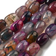 Natural Dragon Veins Agate Beads Strands, Dyed & Heated, Column, Mixed Color, 13.5x10~10.5mm, Hole: 1mm, about 28pcs/strand, 15.16''(38.5cm)(G-A223-D11-01H)