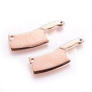 304 Stainless Steel Links connectors, Kitchen Knife, Rose Gold, 53x20x3mm, Hole: 2.5~3.5mm(STAS-P237-16RG)