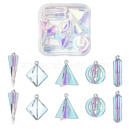 10Pcs 5 Style Transparent Acrylic Pendants, Laser Style, Loops, 3D Triangle & Rhombus & Ring & Bullet, Clear, 2pcs/style(KY-LS0001-07)