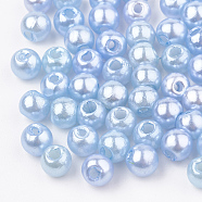 ABS Plastic Beads, Imitation Pearl , Round, Light Sky Blue, 6x5.5mm, Hole: 1.5mm, about 4700pcs/500g(OACR-Q004-6mm-06)