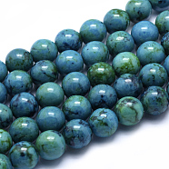 Synthetic Yellow Turquoise(Jasper) Beads Strands, Imitation Chrysocolla, Dyed, Round, 12mm, Hole: 1mm, about 33pcs/strand, 15.5 inch(39.5cm)(TURQ-G148-16-12mm-1)