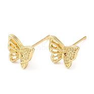 Butterfly Alloy Stud Earrings for Women, with 304 Stainless Steel Steel Pin, Cadmium Free & Lead Free, Light Gold, 7.5x9mm(PALLOY-Q447-12LG)