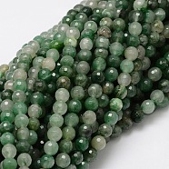 Faceted Round Natural Chrysoprase Bead Strands, 6mm, Hole: 1mm, about 68pcs/strand, 15.3 inch(G-L437-07-6mm)