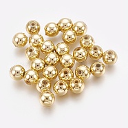 ABS Plastic Beads, Eco-Friendly Electroplated Beads, Round, Golden Plated, 10mm, Hole: 2.3mm, about 1000pcs/500g(KY-G007-10mm-G)